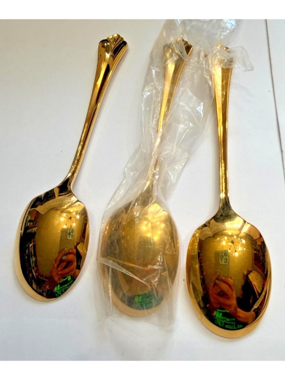 ONIEDA Community Golden Royal Flute 6" SUGAR SPOONS Stainless Set of 3 - Picture 3 of 4